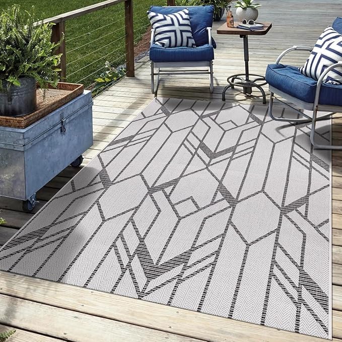 Keen Home Design Terrace Outdoor Area Rug - 46"x67" Washable Indoor/Outdoor Rug for Patio, Kitchen, Balcony, Beach, Garden, Deck and Porch, Size: 3'10" x 5'7", Nelian
