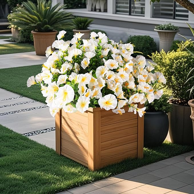 Christmas Artificial Mums 12 Bundles White Bulk Fake Flowers Faux Planters Real Touch Stems for Outdoors Fall Silk Flower UV Resistant Urn Filler Front Porch Thanksgiving Decorations for Home Garden