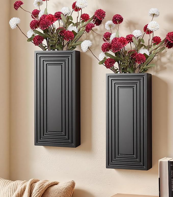 Wooden Wall Planter Vase Set of 2,2 Pack Hanging Planter for Indoor Fake Plants Modern Boho Farmhouse Wall Art Decor for Home Indoor Kitchen Modern Farmhouse Bathroom Living Room Dining Room