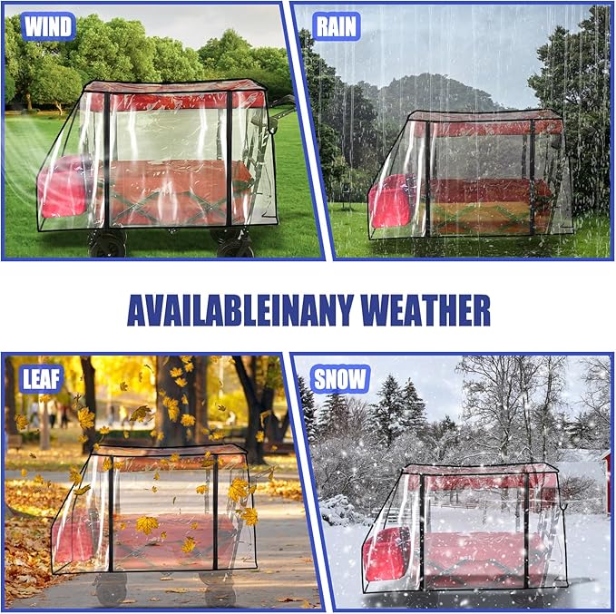 Wagon Cover for Rain, Universal Wagon Rain Cover, Waterproof, Transparent PVC, Folding Canopy, Stroller Trolley Cart Accessory for Outdoor Garden Camping Picnic