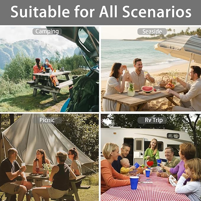 Fitted Waterproof Picnic Table Cover with Bench Covers Heavy Duty Elastic Outdoor Camping Tablecloth for 6 Foot Rectangle Tables Summer Rv Accessories Patio Garden Road Trip Essentials Gifts