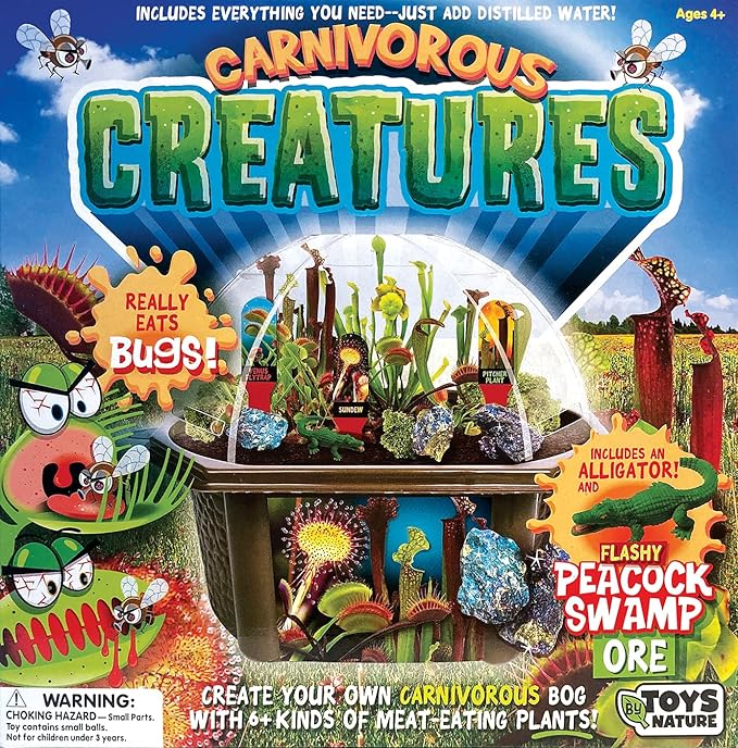 Toys by Nature Biosphere Carnivorous Creatures Terrarium Starter Kit with Complete Supplies to Grow Meat-Eating Plants! Ideal for Indoor Home Plant and Creative Displays