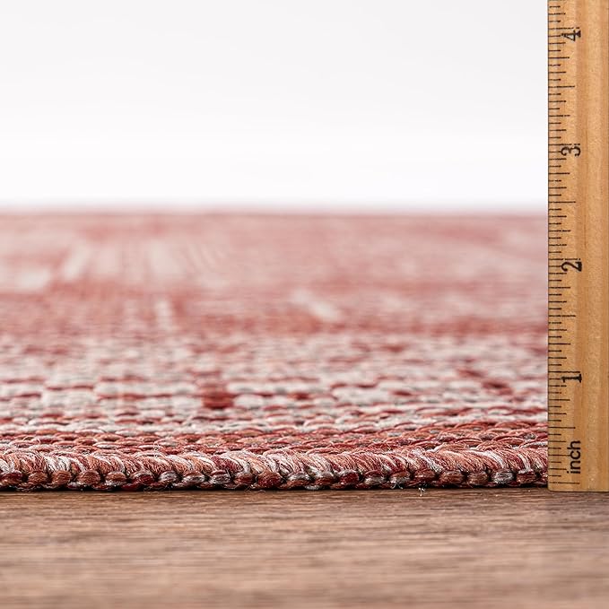 Keen Home Design Terrace Outdoor Runner Rug - 26"x119" Washable Indoor/Outdoor Rug for Patio, Kitchen, Balcony, Beach, Garden, Deck and Porch, Size: 2'2" x 9'11", Force Red