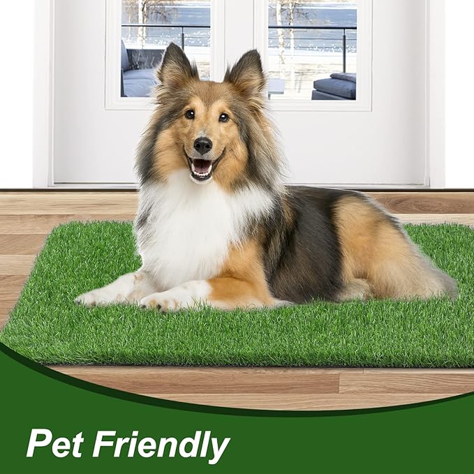 LINLA Artificial Grass Door Mat, 32x20 inches Outdoor Rug Synthetic Fake Dog Grass Mat Turf Waterproof Durable Doormat for Indoor Entryway, Outside Patio, Lawn, Garden