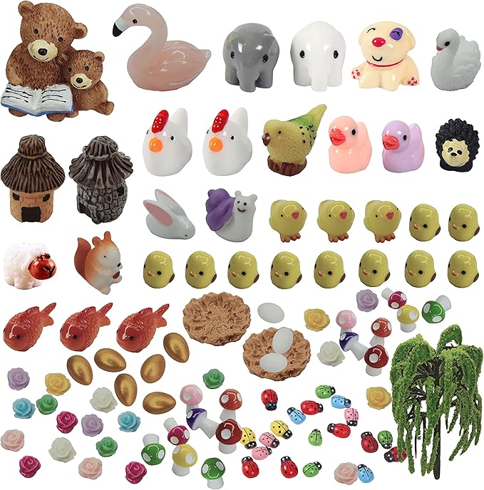 101 Pieces Miniature Animals,Fairy Garden Accessories,Miniature Toy Animals Ornament Kits Set for DIY,Fairy Garden House,DIY Terrarium,Flower Pots Ornaments,Craft Decor …