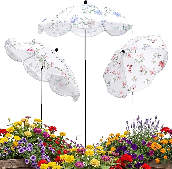 3 Pack Plant Umbrella for Outdoor Adjustable Sun Shade Covers 24" Sun Protection Cloth UV Umbrella for Potted Plants, Garden Beds, Patio Flowers