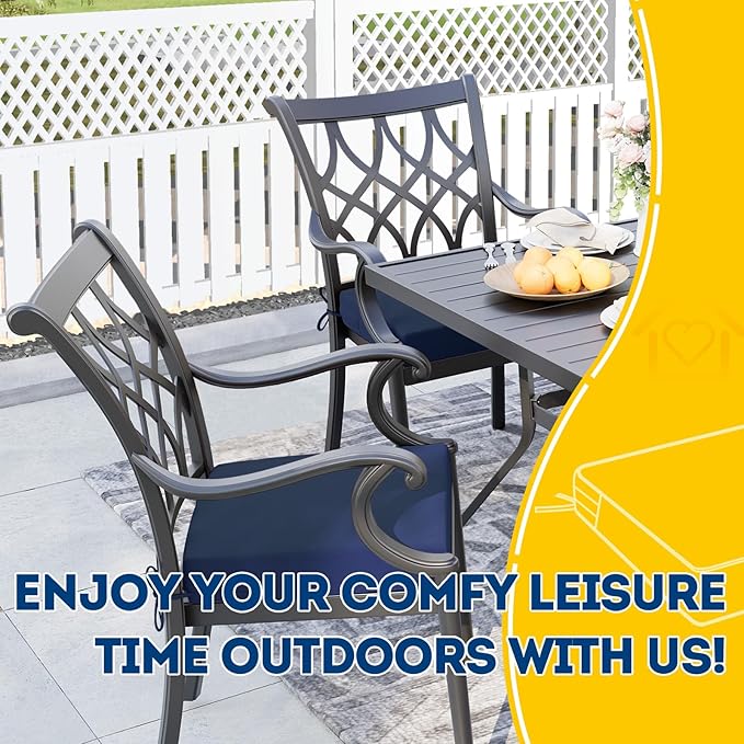 AAAAAcessories Outdoor Seat Cushions for Chairs, Waterproof, Fade-Resistant, 18.5" x 16" x 3", Patio Furniture Replacement Cushions, Set of 2, Navy Blue