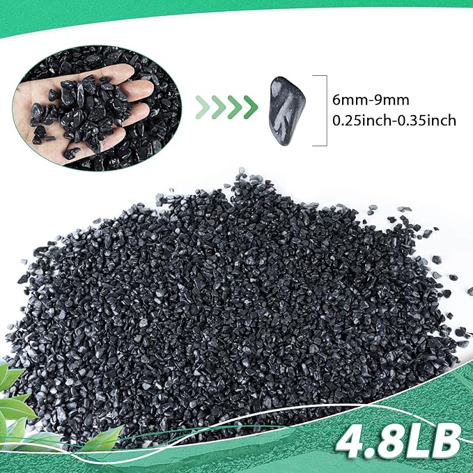 Succulent Rocks for Plants Tiny Pebbles for Planters 4.8LB Pea Gravel Bulk Course Sand Soil Small Decorative Stones for Indoor Bonsai Pots Cactus Top Dressing Aquarium Garden Landscape, Black