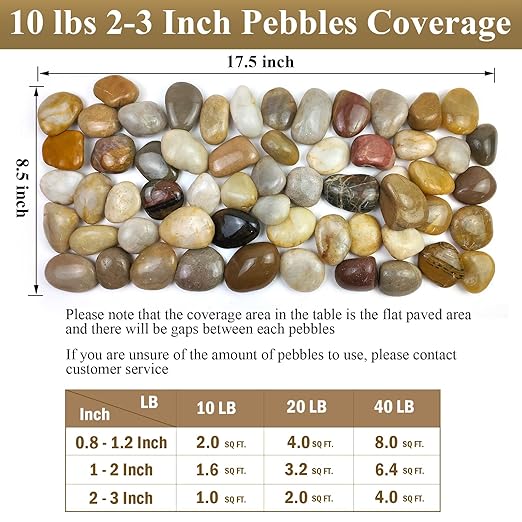 40 lbs Large River Rocks for Outdoor Landscaping, 2-3 Inch Natural Decorative Pebbles for Potted Plants Aquarium Fountain Garden Rocks and Yard Paving Stones