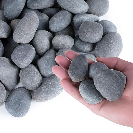 20 lbs River Rocks for Landscaping, 1-2 inch Natural Rocks for Aquarium, Fish Tank, Decorative Garden Stones for Plants, Flower Pots, Vase, Walkways