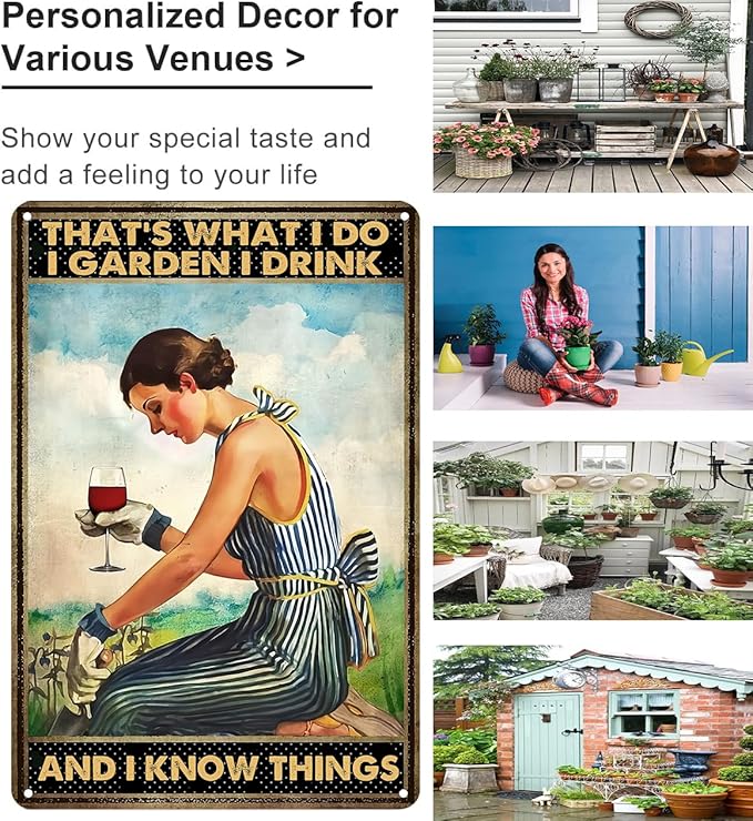 Bestylez Gardening Gifts Vintage Gardening Sign That's What I Do I Garden Tin Sign for Home Garden Greenhouse Living Room Bedroom Yard Backyard Outdoor Decor 8X12 Inch (3166)