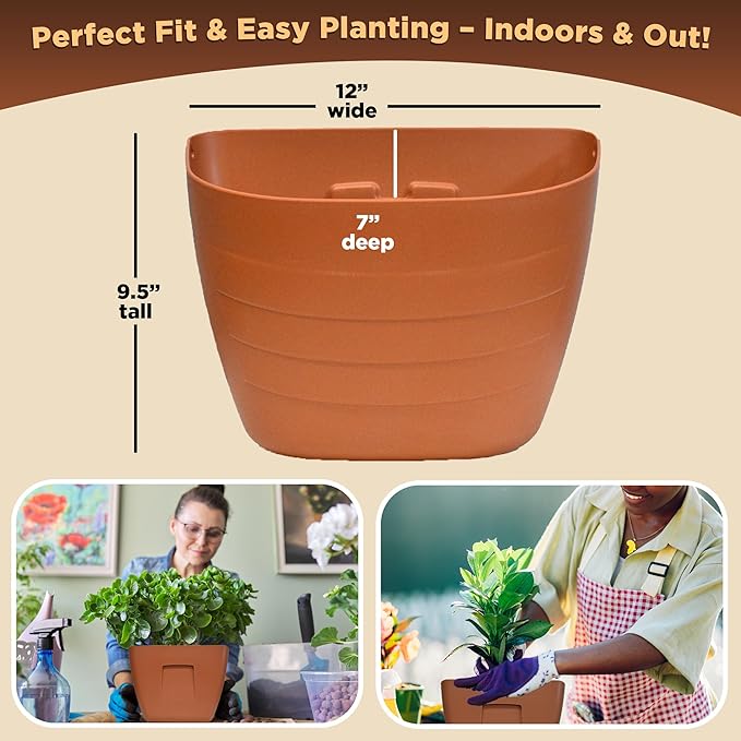 12 Inch Self-Watering Wall Planter for Indoor & Outdoor Use – Vertical Hanging Planter, BPA-Free, UV-Resistant – Perfect for Flowers, Herbs & Vegetables (Black, Without Plug)