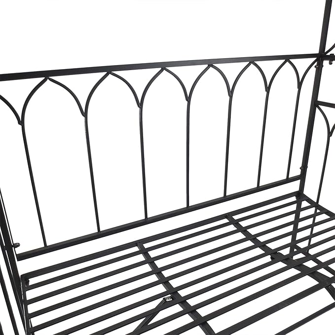 Outsunny Metal Trellis Arbor Arch for Climbing Plants with Garden Bench, Grow Grapes & Vines, Patio Decor & 2-Person Outdoor Steel Decorative Seating, 484 lbs. Weight Capacity, Black