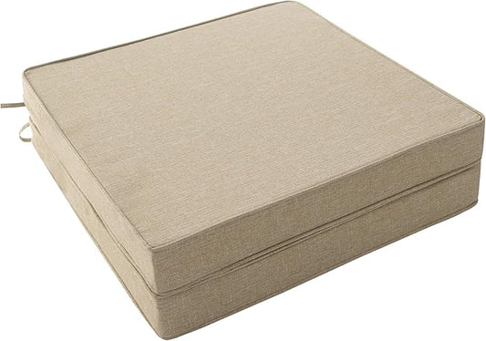 Outdoor Chair Cushions, Water-Resistant & Fade-Resistant, Patio Furniture Square Seat Replacement Chair Pads with Ties, Removable Cover, Non-Slip Bottom, Set of 2, 22 x 22 Inch, Natural