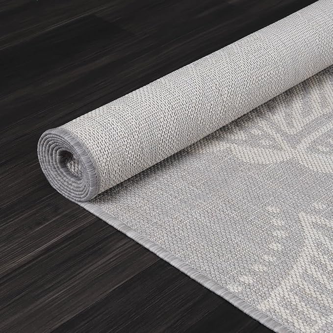 Medallion Outdoor Rug 6x9 Washable Outside Carpet for Indoor Patio Porch Waterproof Easy Cleaning Non Shedding Area Rugs Gray 6 x 9