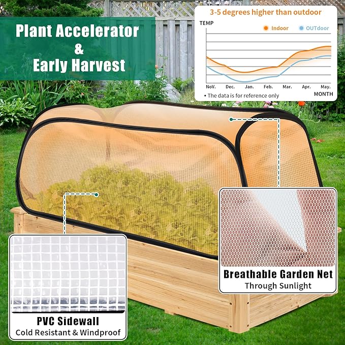 2PACK Garden Covers for Raised Beds, 45" X 22" X 16" Garden Row Plants Cover Accelerator, Freeze Protection Greenhouse Cover for Raised Garden Beds Protecting Seedlings Fruits Vegetable Rows
