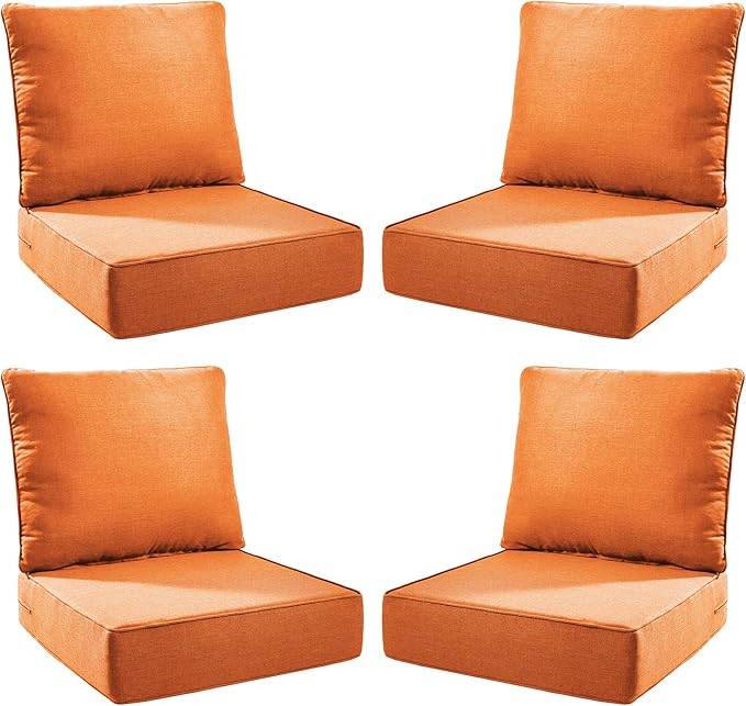 Luxury Outdoor Seat Cushion Set-24 x 24 x 6 Inch Outdoor Chair Cushions with Water Resistant & Removable Cover Outdoor Cushions for Patio Furniture Chair Sofa Couch