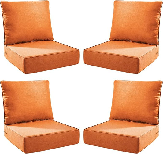 Luxury Outdoor Seat Cushion Set-24 x 24 x 6 Inch Outdoor Chair Cushions with Water Resistant & Removable Cover Outdoor Cushions for Patio Furniture Chair Sofa Couch