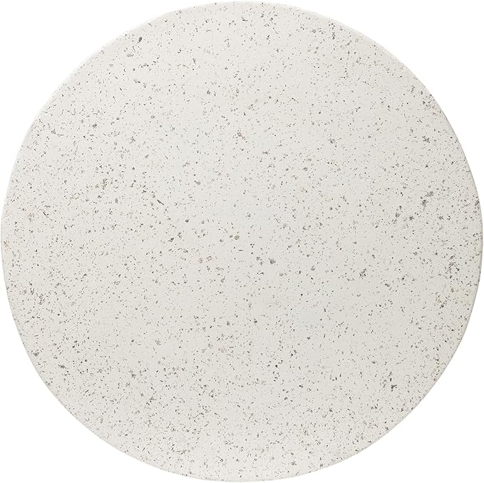 Glitzhome Outdoor Side Table, Round Accent End Table, Lightweight Hourglass Faux Terrazzo Decorative Garden Stool, 17.75" H White Planter Stand for Patio Porch Balcony Living Room