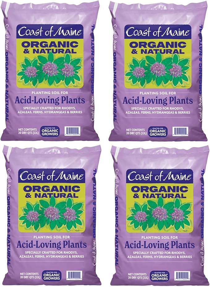 Coast of Maine Organic & Natural Planting Soil for Acid Loving Plants Azalea, Rhododendron & Berries - Premium Planting Soil w/Composted Manure, Sphagnum Peat Moss - Low pH, Enhanced Drainage (20 Qt)