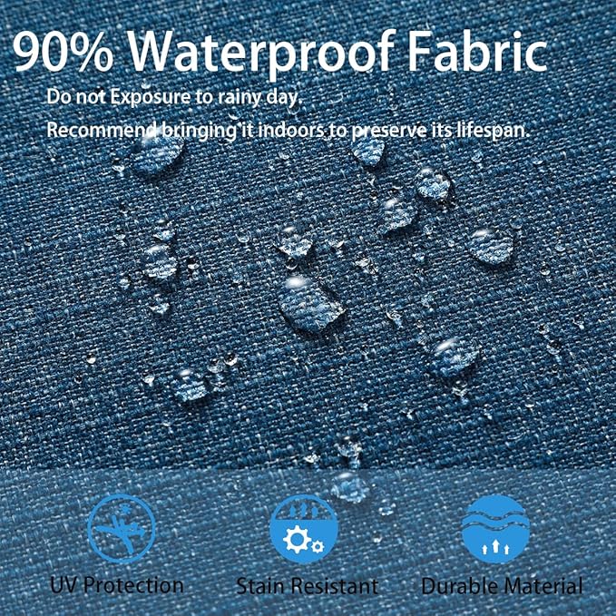 Outdoor Chair Cushions 18x18 Inch,Set of 2,Water Resistant Chair Pads with Ties,Square Seat Cushion 18"x18"x2.5",Patio Chair Cushion for Garden,Backyard Furniture(Denim Blue)