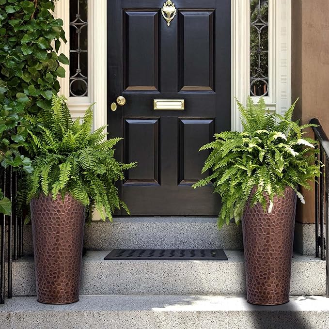 H Potter Large Tall Planter Pots Outdoor Indoor Copper Flower Decorative Set of Two GAR684 (Set of Two)