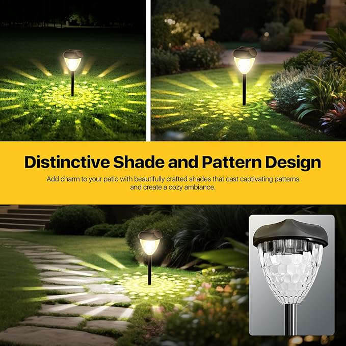 Ensenior 16-Pack Solar Lights Outdoor, 14.17" Auto ON/Off 3000K LED Solar Garden Lights for Pathway, Yard, Patio, Walkway, Planter, Waterproof, Energy-Efficient Landscape Lighting
