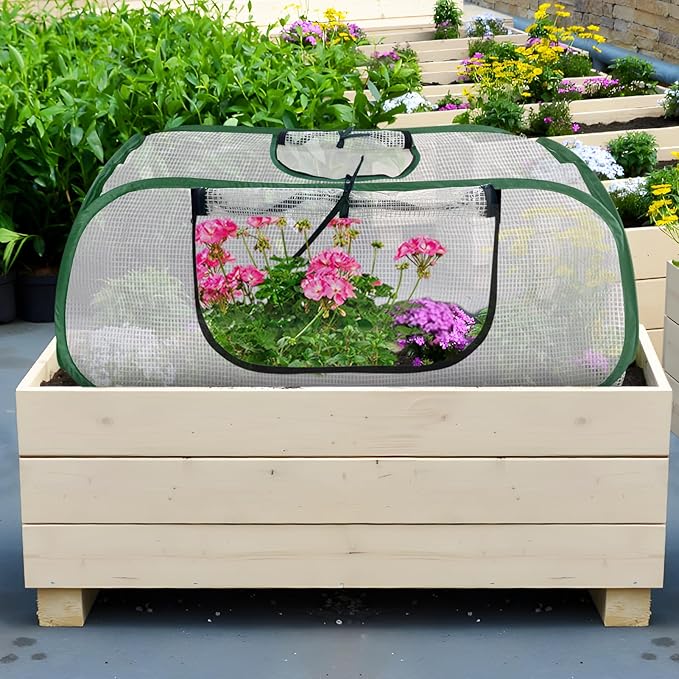 Raised Garden Bed Cover,Garden Row Plants Cover Accelerator, 45" L x 22" W x 16" H Greenhouse Cover for Raised Garden Bed and Vegetable Rows (1 Pack)