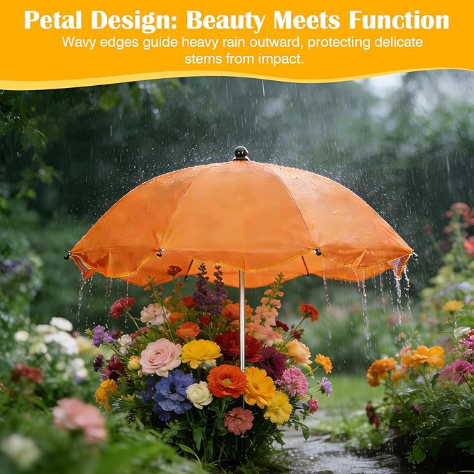 Plant Umbrellas for Outdoor Plants - 26" Large Garden Sun Shade for Plants with Adjustable Angle & Height (Max 43") - Plant Shades for Outdoor Plants, Flowers & Garden Beds - Plant Umbrella Shade for Potted Plants
