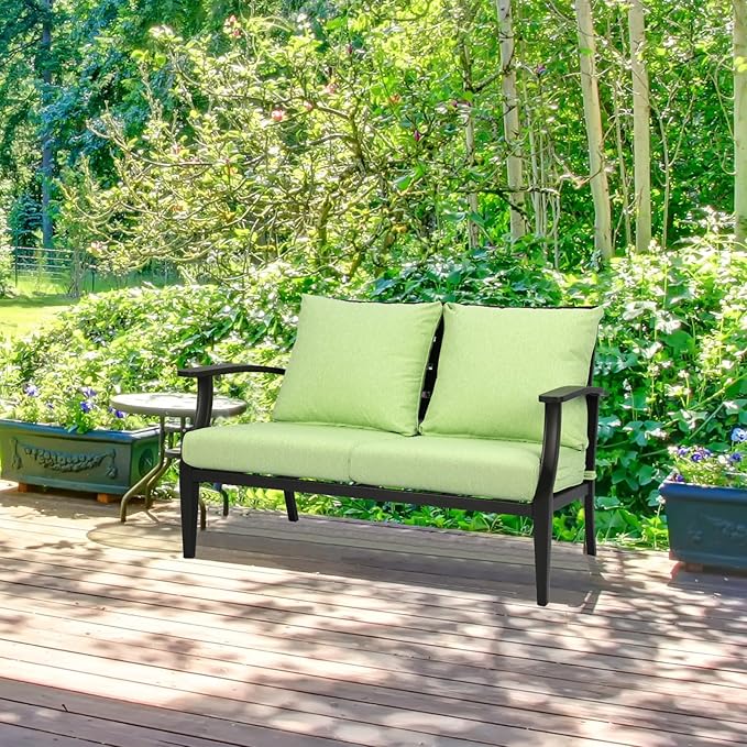 Aoodor 23" x 26" Patio Deep Seat Cushion Set, Water Resistant & Fade Resistant Outdoor Furniture Cushions with Adjustable Straps for Patio, Deck, Garden, Green