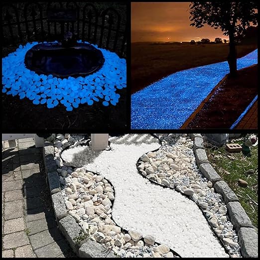 Glow in The Dark Rocks Outdoor, 500 pcs White Solar Rocks for Landscaping, Outdoor Decor Glow in The Dark Stones, Glowing Pebbles for Garden Backyard Patio Lawn Pond Fish Tank Aquarium Decor