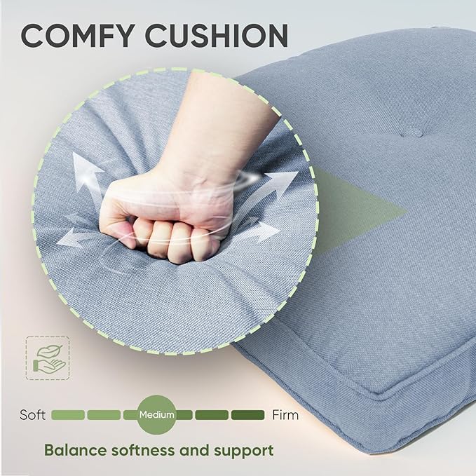 Outdoor Chair Cushion Set of 2, Waterproof Outdoor Seat Cushions 25x22 , Patio Chair Cushions for Outdoor Furniture, Couch Cushion Replacement, Include 2 Back & 2 Seat Cushions, Button/BabyBlue