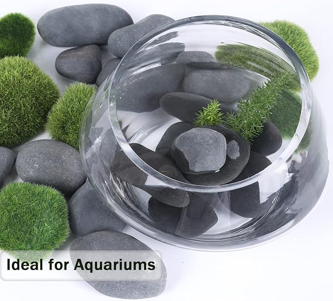 20LB Stones Pebbles River Rocks, 100% Natural Hand-Picked Premium Decorative Pebbles, Ideal for Garden Landscaping, Home Decor, Aquariums, Painting, Crafting and Gifts (Black, 20 Pounds)