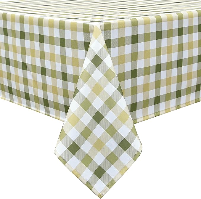 Waterproof Plaid Tablecloth Fabric - Square 58x58 Inch Classic Gingham Checker Table Cloth for Indoor/Outdoor Use - Buffalo Table Cover for Picnics, BBQs, and Parties