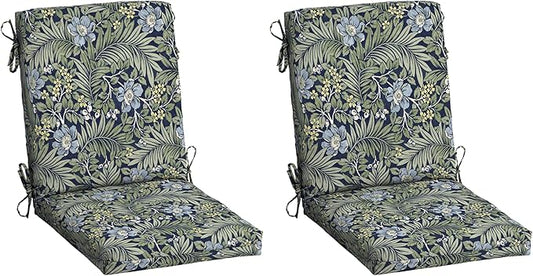 Arden Outdoor Dining Chair Cushion, 2 Pack, 20 x 20, Rain-Proof, Fade Resistant, Sapphire Morrison Floral