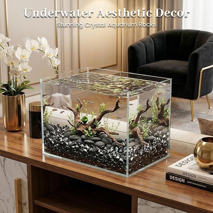 DomeStar 150PCS Fake Ice, Black Vase Fillers, Black Plastic Gems Crystal Aquarium Tank Rock Party Table Scatter Decorations