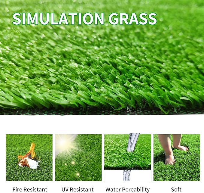 Artificial Grass Rug 4x5ft Synthetic Grass Mat Turf Lawn with Drainage Holes for Dog Potty Training Fake Grass Patch Turf Carpet Indoor Outdoor Garden Landscape Decoration