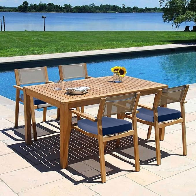 coolboss Outdoor Chair Cushions Set of 4, Outdoor Cushions for Patio Furniture, Water Resistant Chair Cushions for Outdoor Furniture Square Corner Patio Cushions with Non-Slip Ties, 18.5"x16"x3, Navy