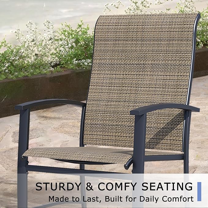 Outdoor Dining Chairs Set of 8, Patio Chairs with Metal Frame & Textilene Fabric, Perfect for Patio Garden Deck