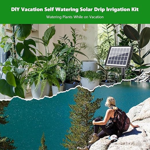82FT Solar Drip Irrigation System, Auto Watering Kit for 30 Pots, Solar-Powered Plant Watering, 25 Timer Modes, 900ml/min Flow Indoor/Outdoor Garden, Balcony & Patio Irrigation System