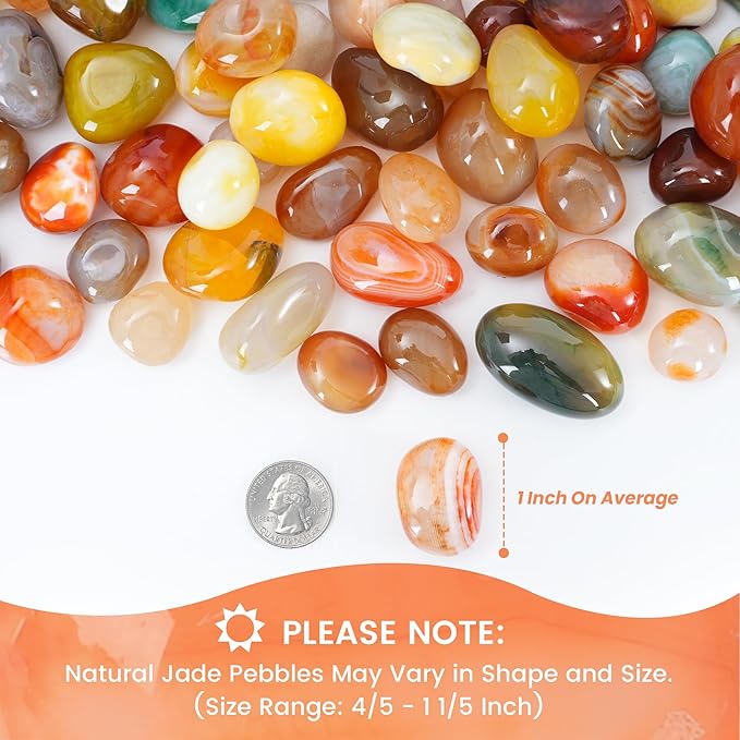 SIDONG 2 LB Colorful Mixed Agate Stone, 1 Inch Polished Tumbled Stones, Natural Healing Crystal, Decorative Pebbles for Home Decoration, Indoor Plants, Fish Tanks, Garden Landscaping, DIY Crafts