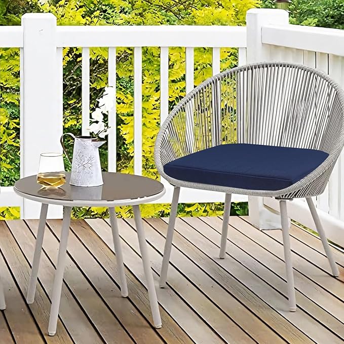 Homcomoda Outdoor Chair Cushions Set of 4 Waterproof Patio Chair Cushions with Ties Memory Foam Outdoor Seat Cushion for Patio Furniture,17 x 16x 2 Inch,Navy Blue