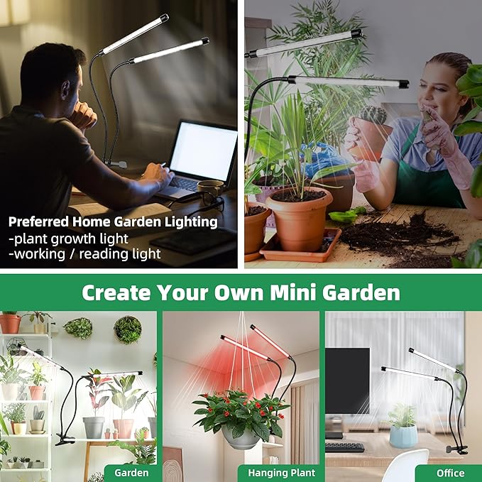 Grow Light 6500K Full Spectrum Plant Grow Lights 84 LED Plant Light with Clip Grow Lamp for Indoor Plants Growing Lamps（2PCS）