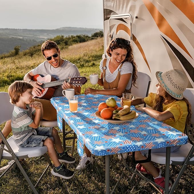 Picnic Table Cover with Bench Covers 6 Feet Water Proof Camping Table Clothes with Elastic Edges Rv Patio Equipment for Outside Campers Car Travel Gadgets Funny Gift for Who Have Everything
