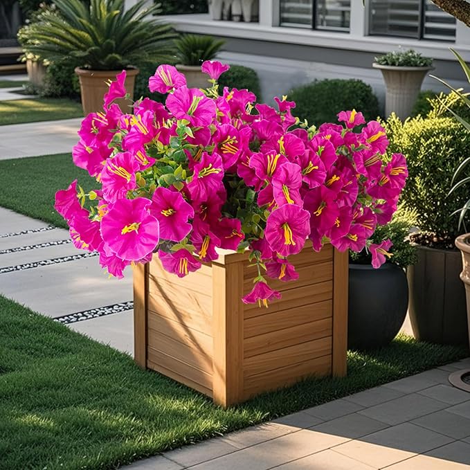 Christmas Artificial Mums 12 Bundles Red Bulk Fake Flowers Faux Planters Real Touch Stems for Outdoors Fall Silk Flower UV Resistant Urn Filler Front Porch Thanksgiving Decorations for Home Garden