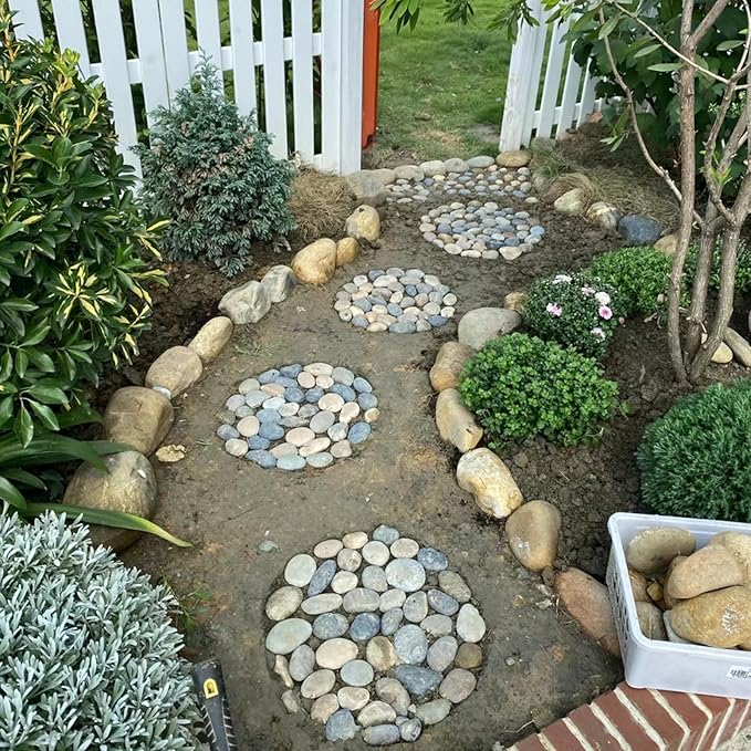 20 lbs Natural River Rocks Mexican Beach Pebbles, 2-3 Inch Decorative River Rocks for Landscaping Garden Paving Plant Rocks Crafting Walkways and Outdoor Decorative Stone