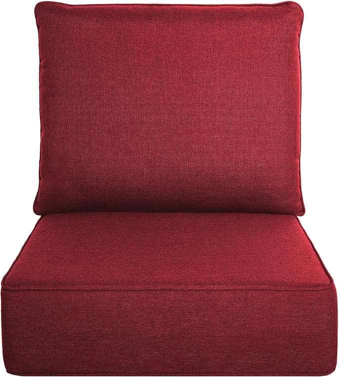 Belord Luxury 6" Thick Outdoor Cushion Set - 22 x24 Inch 28D Sponge Filling Fade-Resistant Chair Cushion, Spill Proof Removable Patio Furniture Replacement Cushion for Sofa Bench Swing - Red