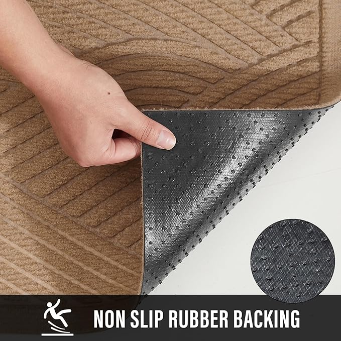 Sturdy Front Door Mat, Absorbent Muddy Dirt Resist Welcome Door Mats Outdoor Indoor, Stain and Fade Resistant, Non-Slip Backing Entry Mat Low Profile Doormat for Entryway, 72×24, Beige