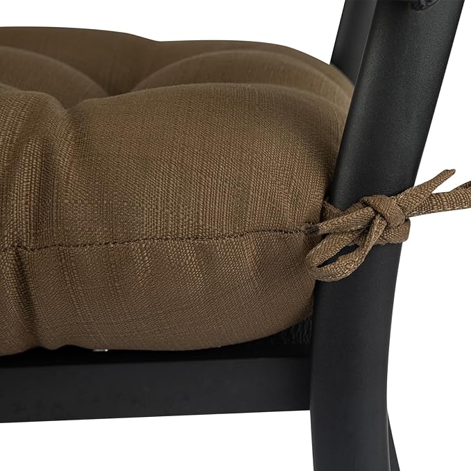 FUNHOME Outdoor Chair Cushions 19 x19 Inch,Water Resistant Tufted Seat Cushions 19",Reversible,Weather Resistant,Rounded Back Wicker Chair Cushion for Patio Garden Furniture(Coffee Brown)