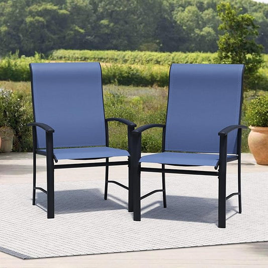 Outdoor Dining Chairs Set of 2, Patio Chairs with Metal Frame & Textilene Fabric, Perfect for Patio Garden Deck